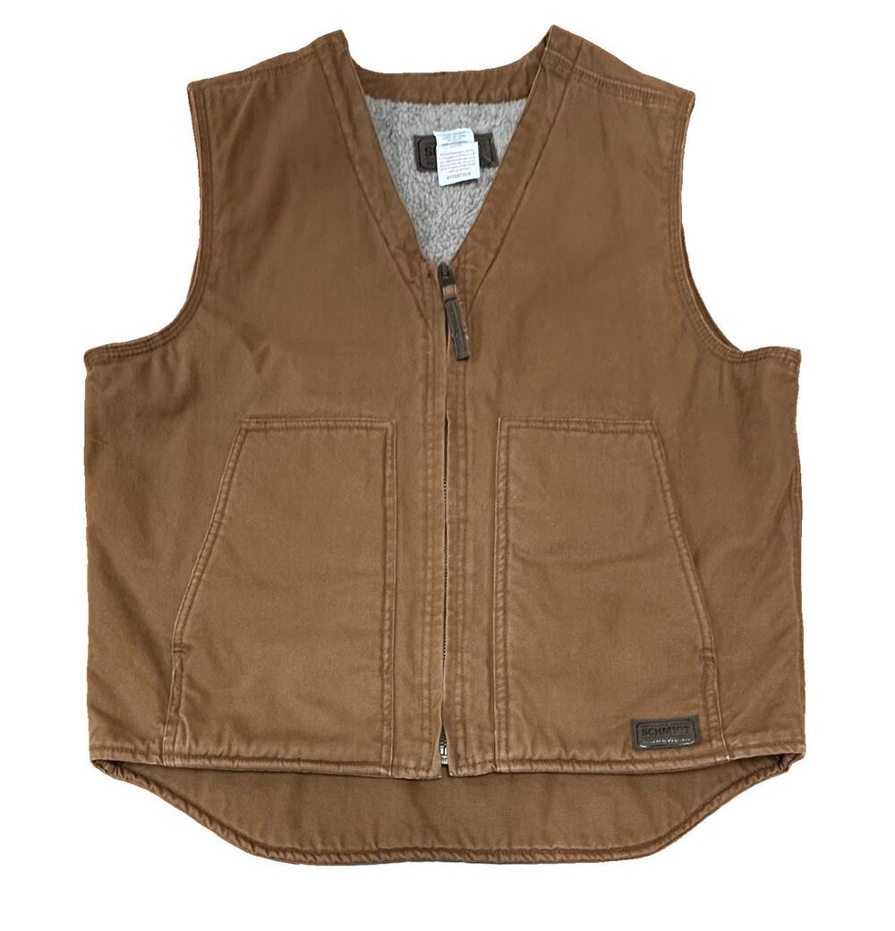 Schmidt Work Wear Vest Men’s M Brown Sherpa Lined Duck Canvas Outdoor